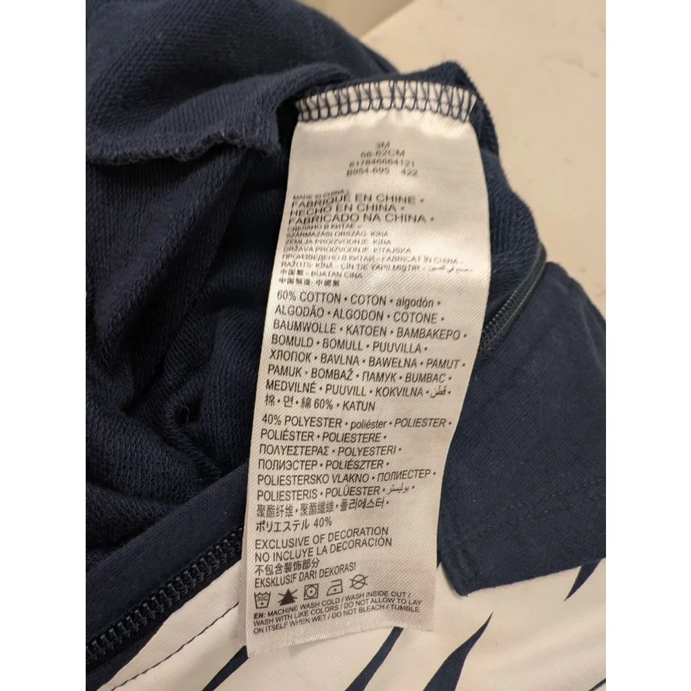 Baby Nike Navy & White Logo Hooded Footie 3 Months